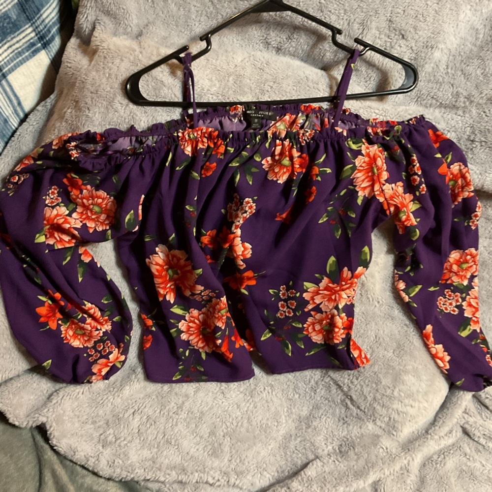 Romeo & Juliet Floral Off-Shoulder Purple Top